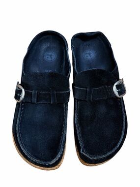 Birkenstock Buckley Black Suede Slip-On Buckle Loafers